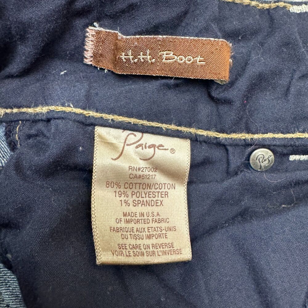 Paige Hidden Hills H.H. Bootcut Denim Jeans Womens 26 Blue Dark Wash Mid Rise - Picture 8 of 16